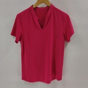 Obla Pullover Athletic Top Size Medium Pink Short Sleeve Stretch